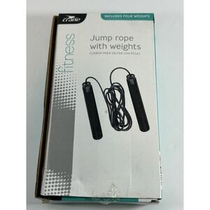 Crane Fitness Weighted Handles Jump Rope 9' Length Adjustable Black 4 Weights